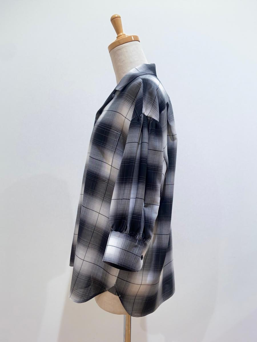 HYKE（ハイク）／ T/W OMBRE CHECK BALLOON SLEEVE BLOUSE（15236）