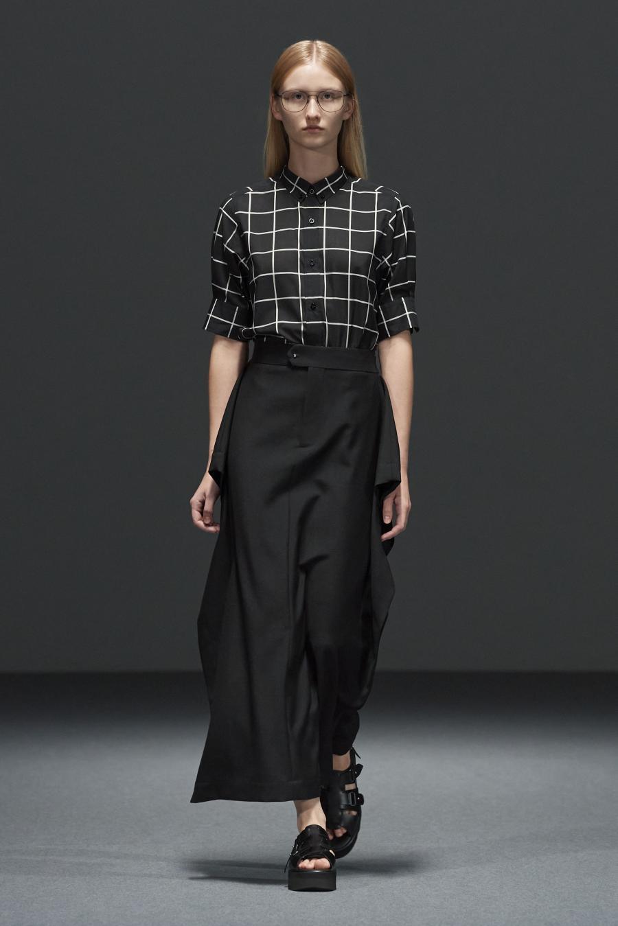 HYKE（ハイク）／SHEER BACK WINDOWPANE SHORT-SLV BLOUSE（15266）