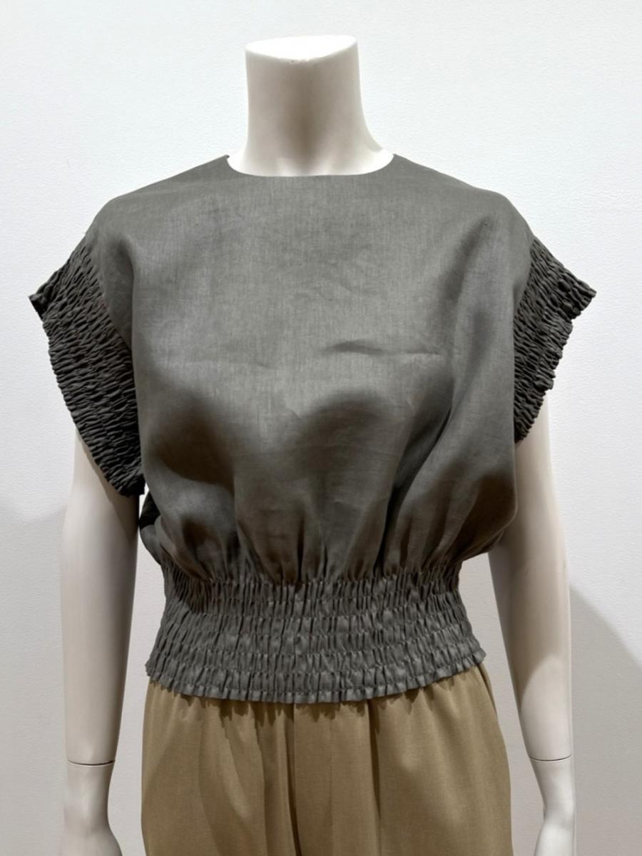 HYKE（ハイク）／LINEN SHIRRED BLOUSE（15269）