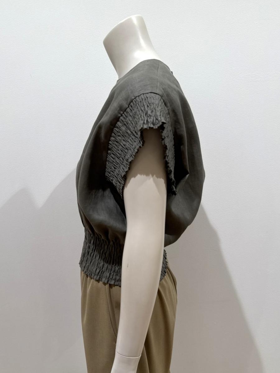 HYKE（ハイク）／LINEN SHIRRED BLOUSE（15269）