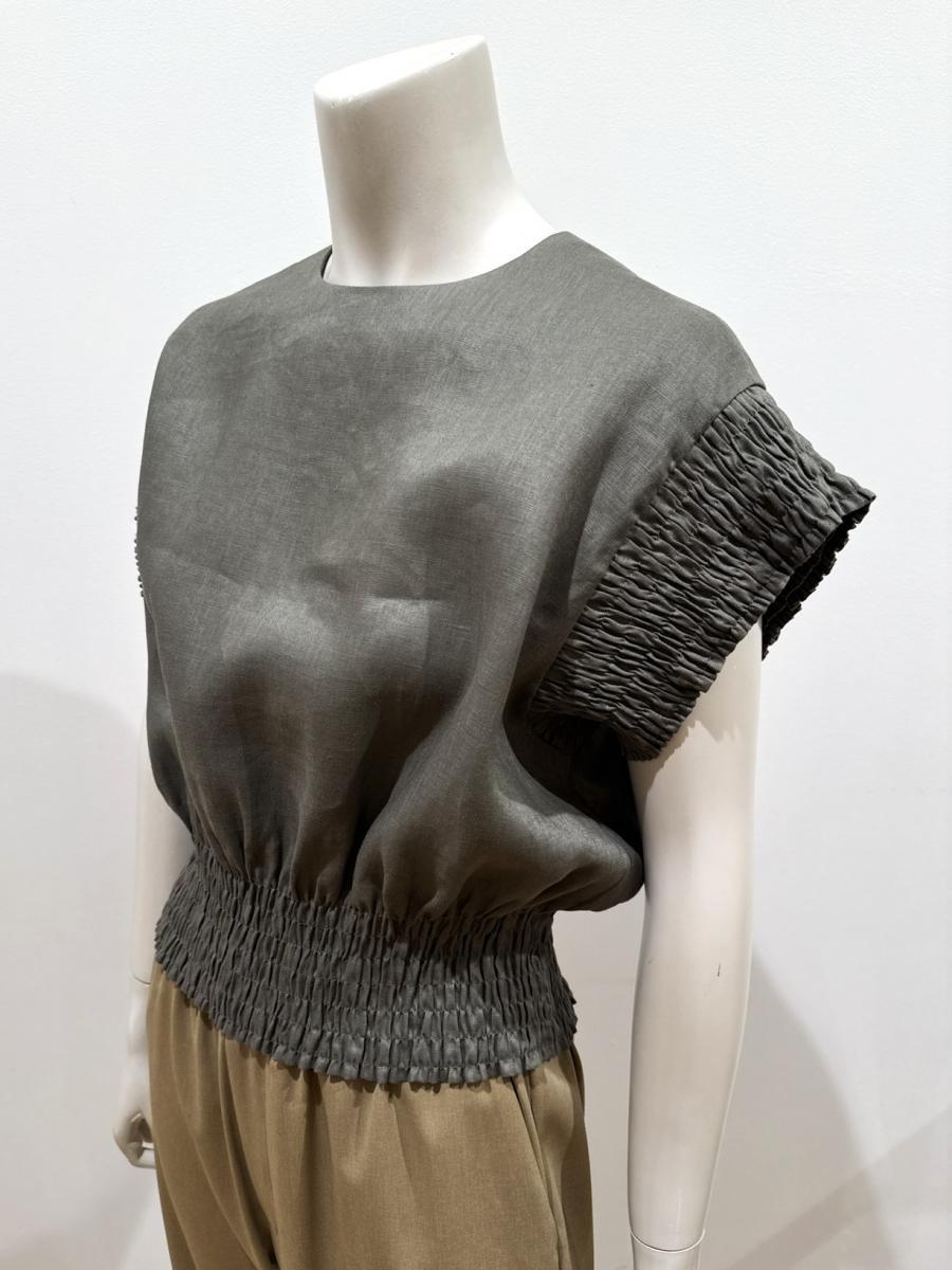 HYKE（ハイク）／LINEN SHIRRED BLOUSE（15269）