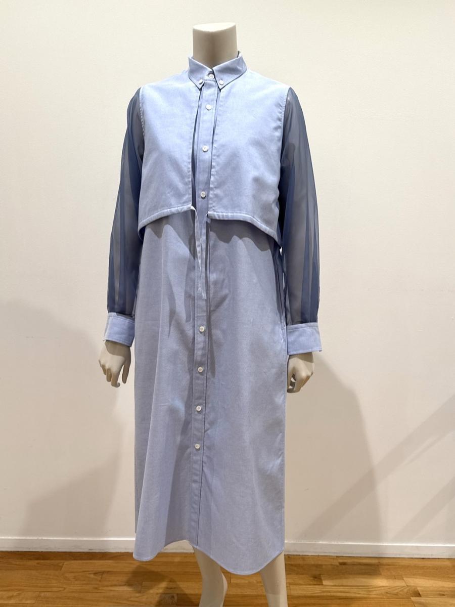 HYKE（ハイク）／OXFORD SHEER SLEEVE DRESS（16252）