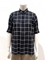 HYKE（ハイク）／SHEER BACK WINDOWPANE SHORT-SLV BLOUSE（15266）