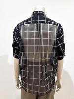 HYKE（ハイク）／SHEER BACK WINDOWPANE SHORT-SLV BLOUSE（15266）